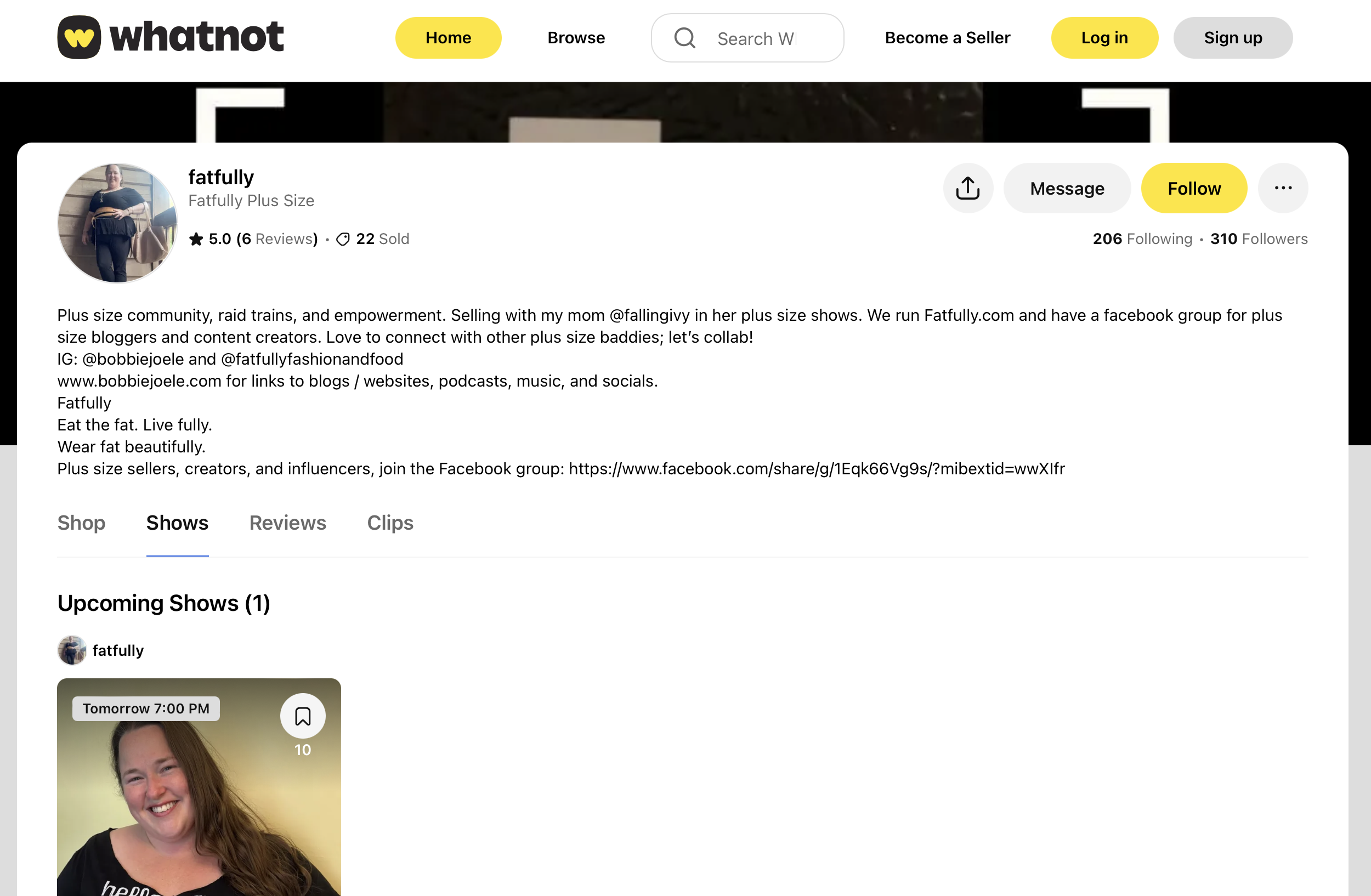 Whatnot: Plus Size Resale Auctions
